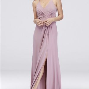 David’s Bridal Drapey Jersey V-neck Dress w/ Slit